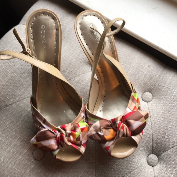BCBGirls Shoes - BCBGirls Nude Platform Slingback heels size 10
